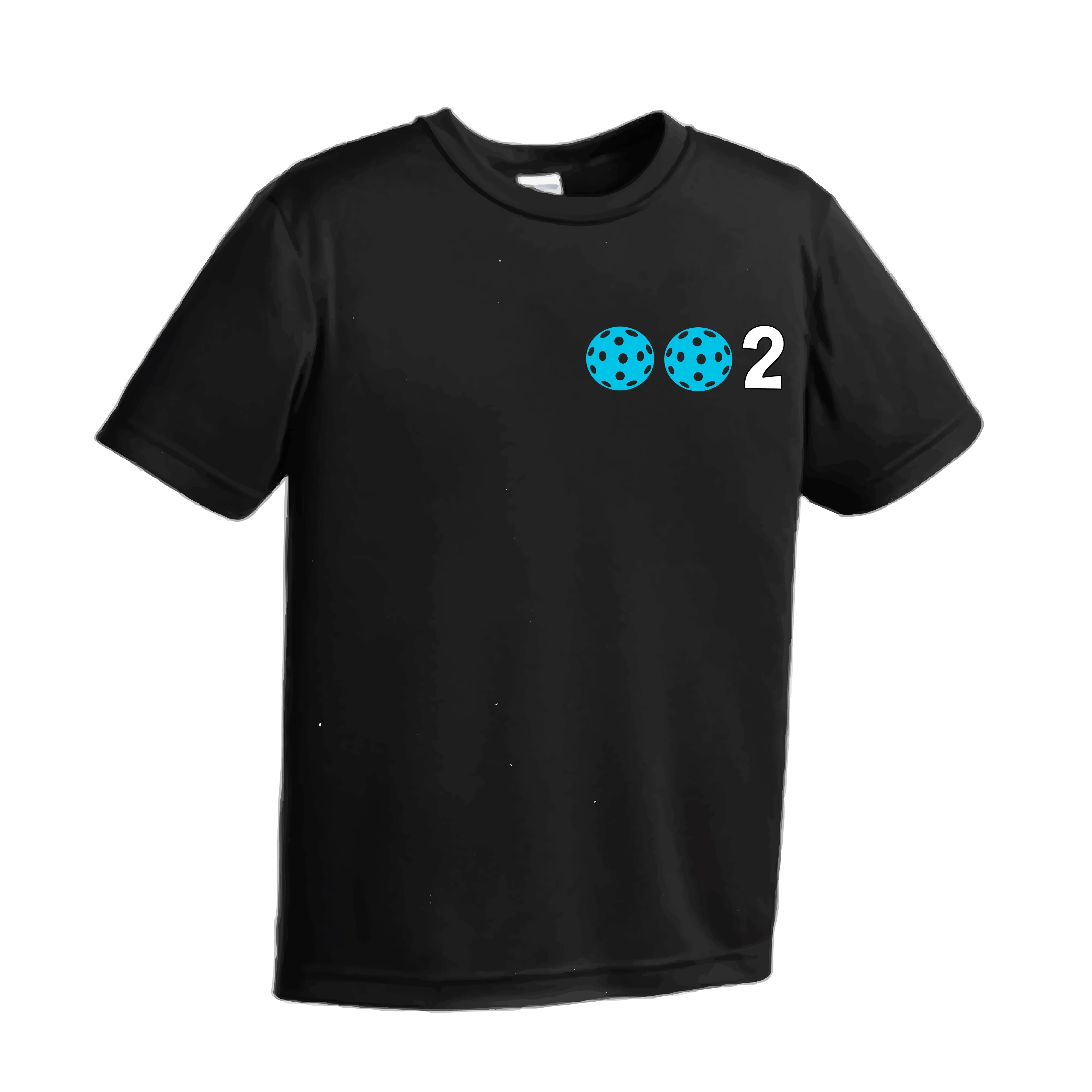 002 Pickleball (Ball Colors Cyan Red Orange) | Youth Short Sleeve Pickleball Shirts | 100% Polyester