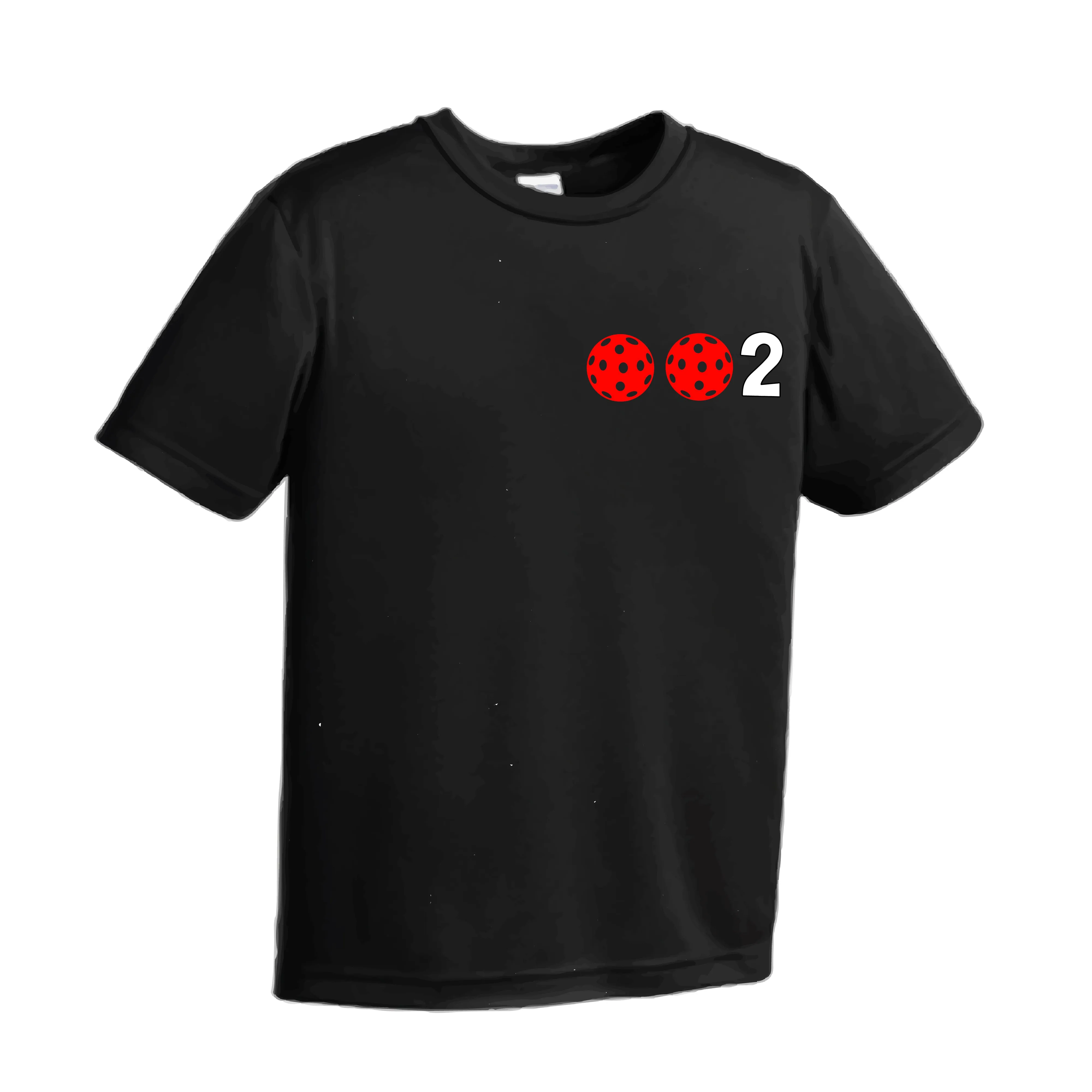 002 Pickleball (Ball Colors Cyan Red Orange) | Youth Short Sleeve Pickleball Shirts | 100% Polyester
