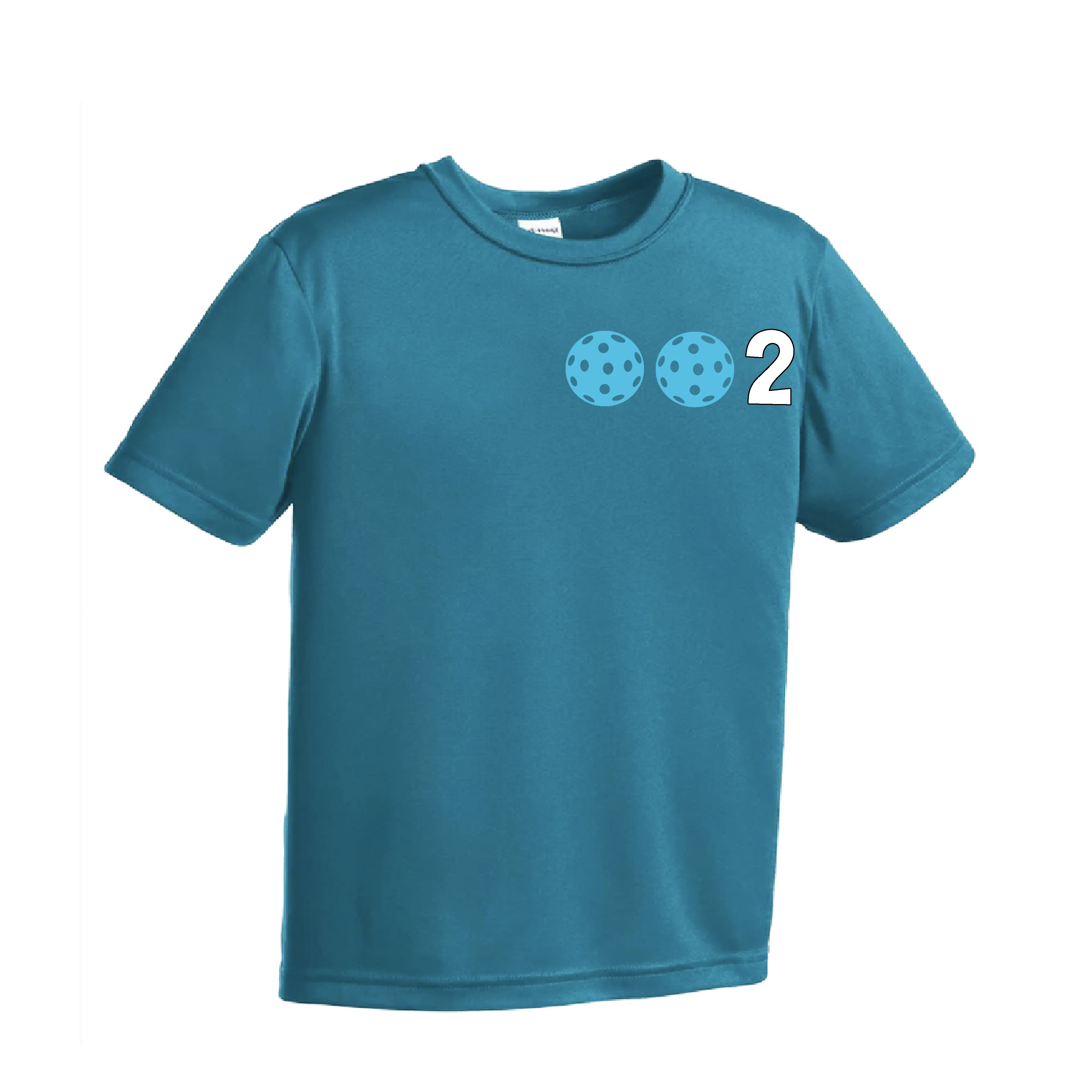 002 Pickleball (Ball Colors Cyan Red Orange) | Youth Short Sleeve Pickleball Shirts | 100% Polyester