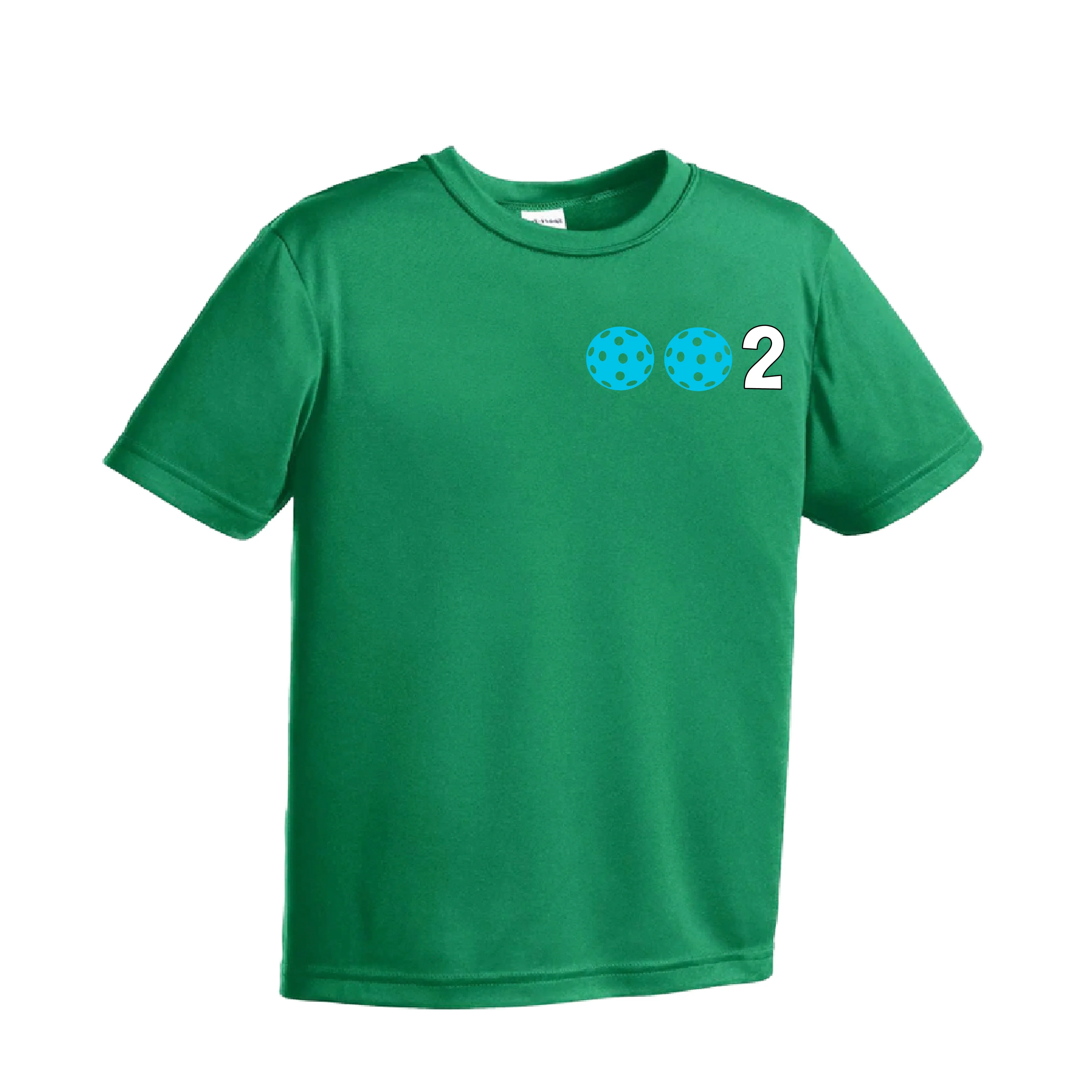 002 Pickleball (Ball Colors Cyan Red Orange) | Youth Short Sleeve Pickleball Shirts | 100% Polyester