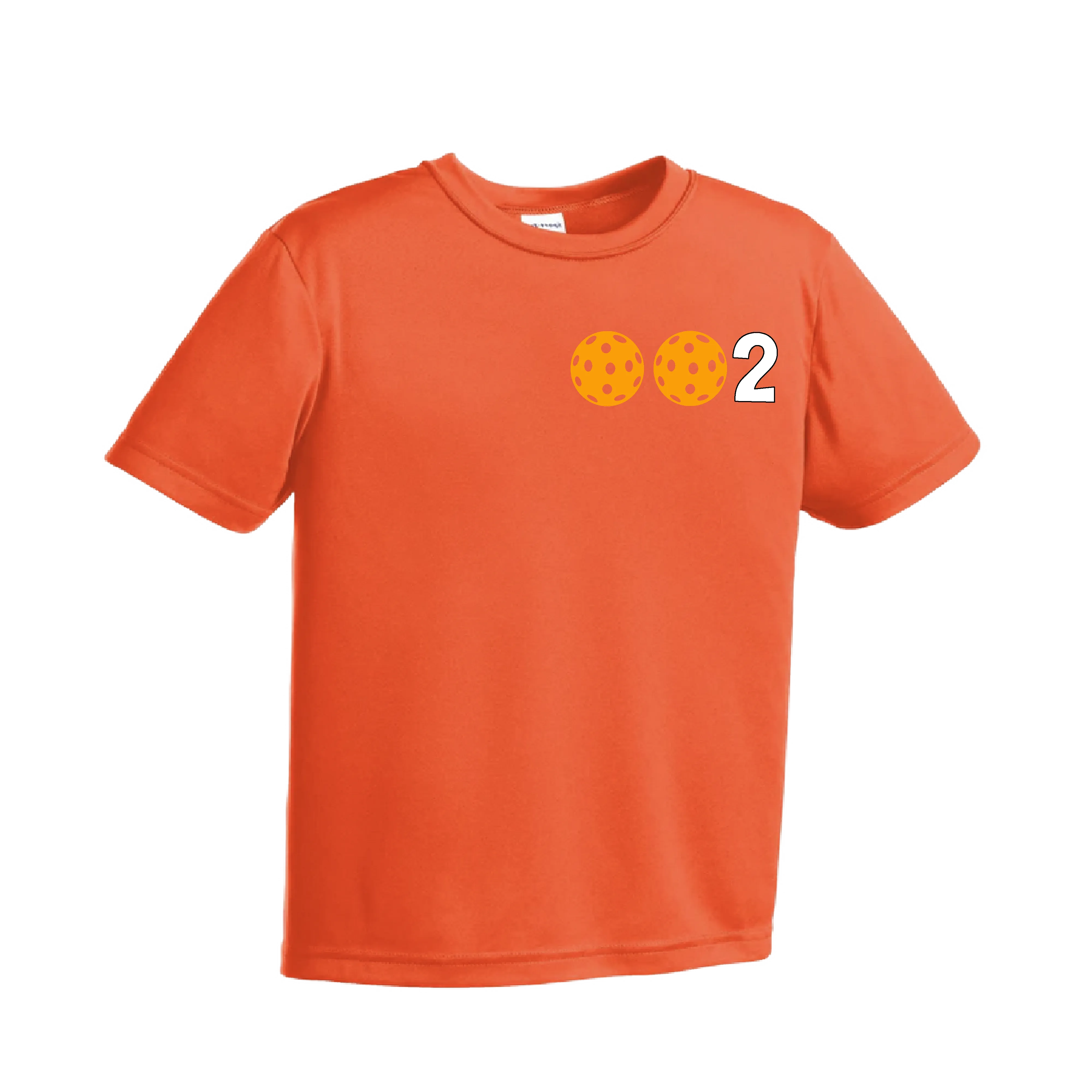 002 Pickleball (Ball Colors Cyan Red Orange) | Youth Short Sleeve Pickleball Shirts | 100% Polyester