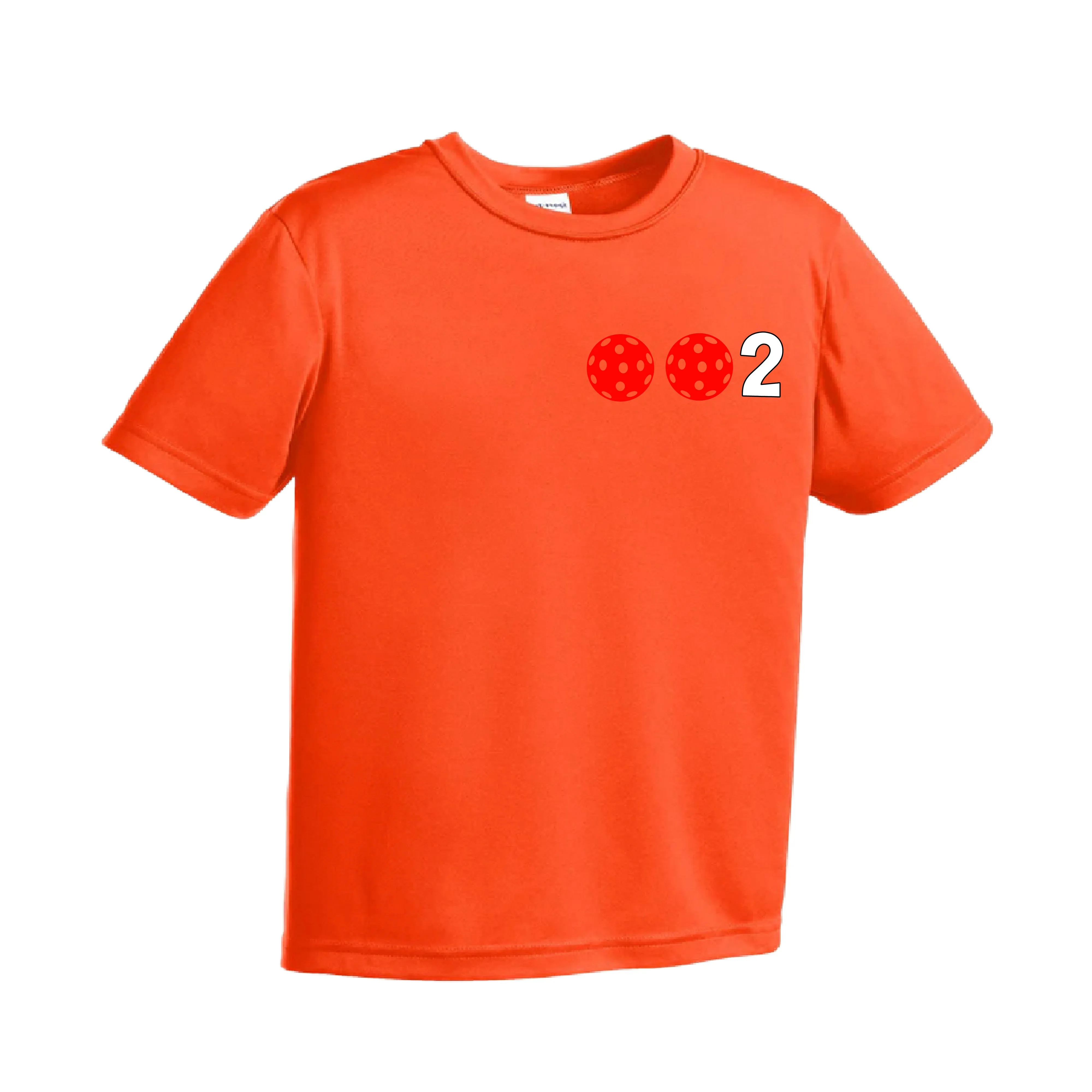 002 Pickleball (Ball Colors Cyan Red Orange) | Youth Short Sleeve Pickleball Shirts | 100% Polyester