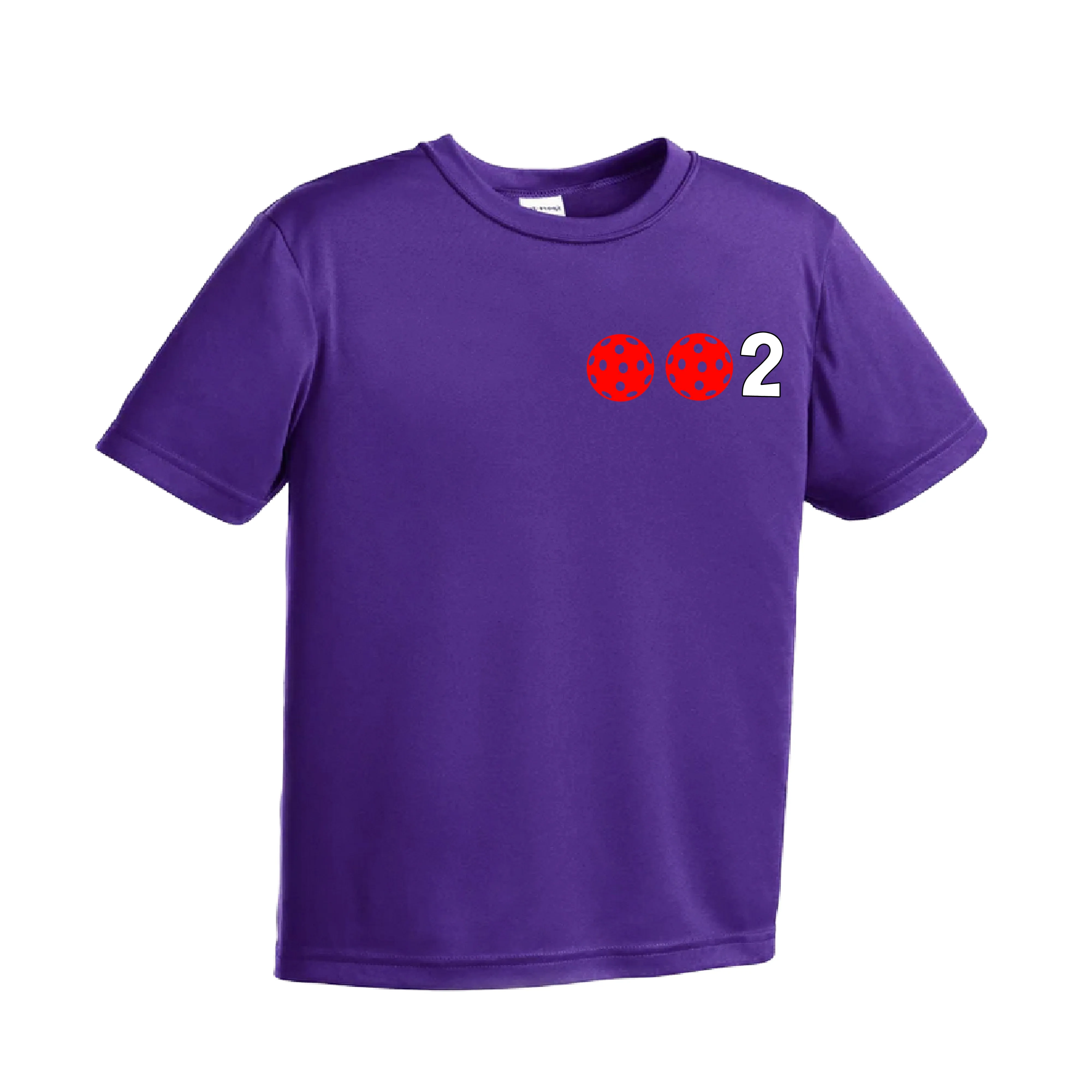 002 Pickleball (Ball Colors Cyan Red Orange) | Youth Short Sleeve Pickleball Shirts | 100% Polyester