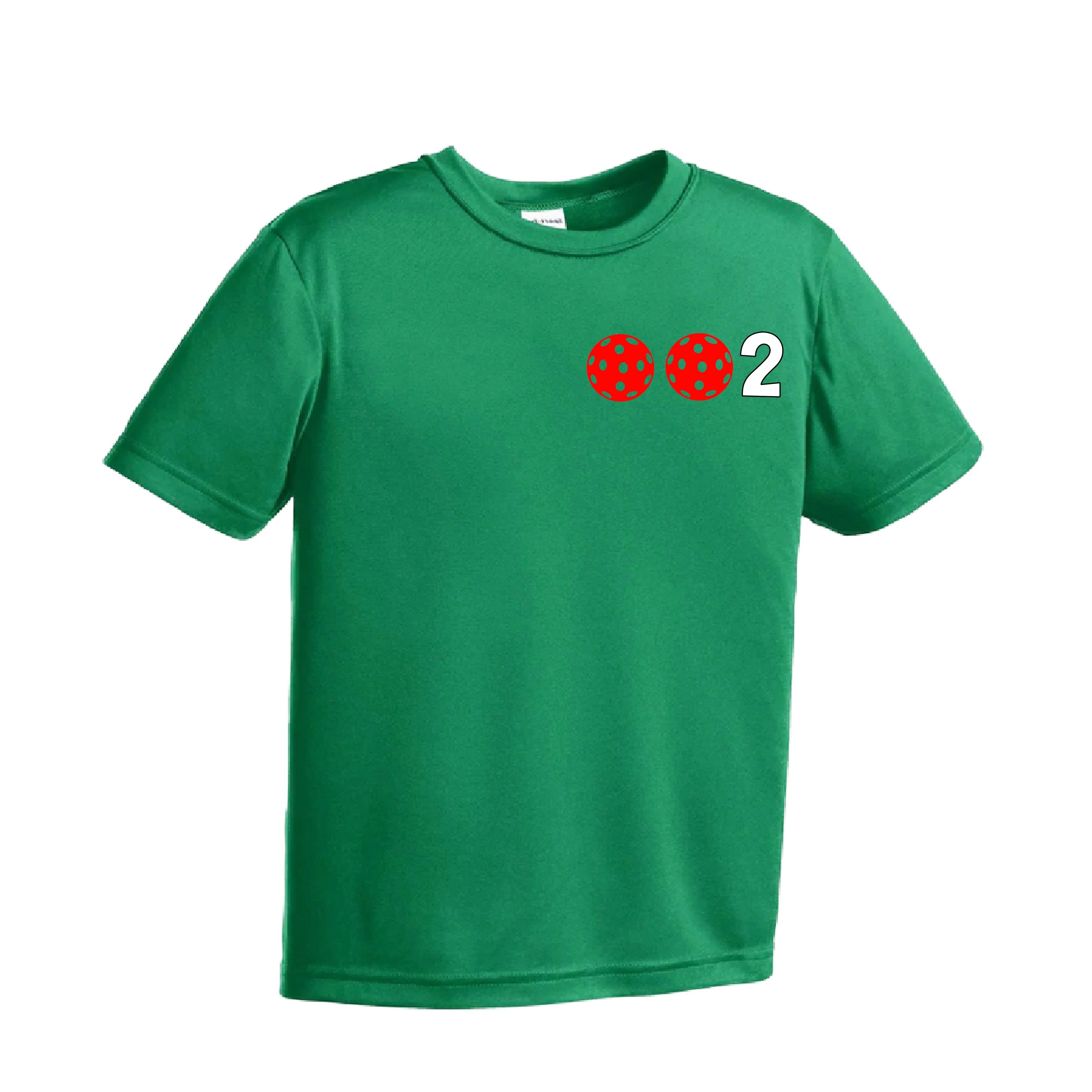 002 Pickleball (Ball Colors Cyan Red Orange) | Youth Short Sleeve Pickleball Shirts | 100% Polyester