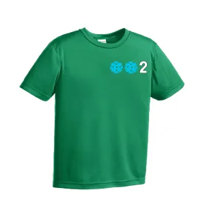 002 Pickleball (Ball Colors Cyan Red Orange) | Youth Short Sleeve Pickleball Shirts | 100% Polyester