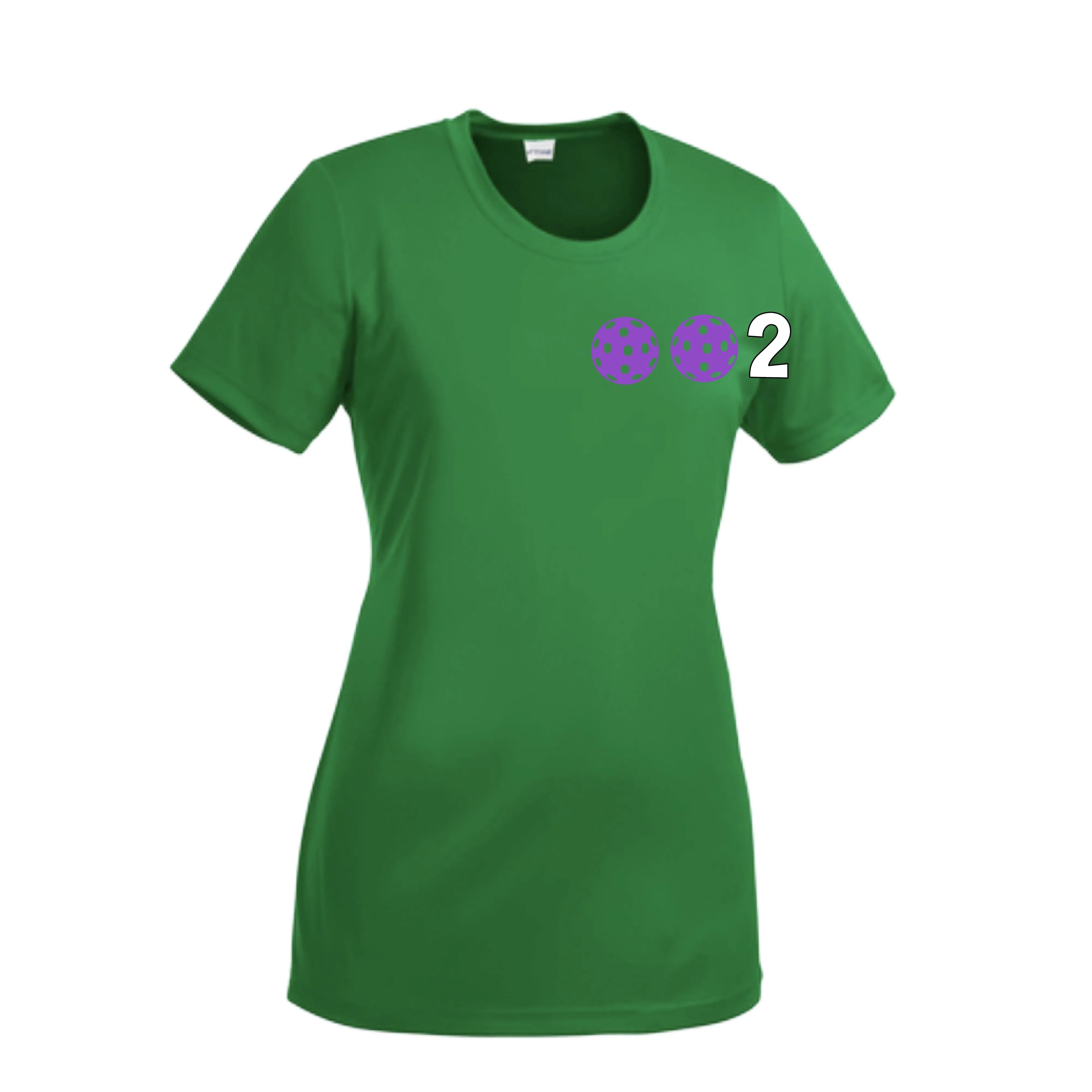 002 With Pickleballs (Cyan Purple Rainbow) Customizable | Women’s Short Sleeve Crewneck Pickleball Shirts | 100% Polyester