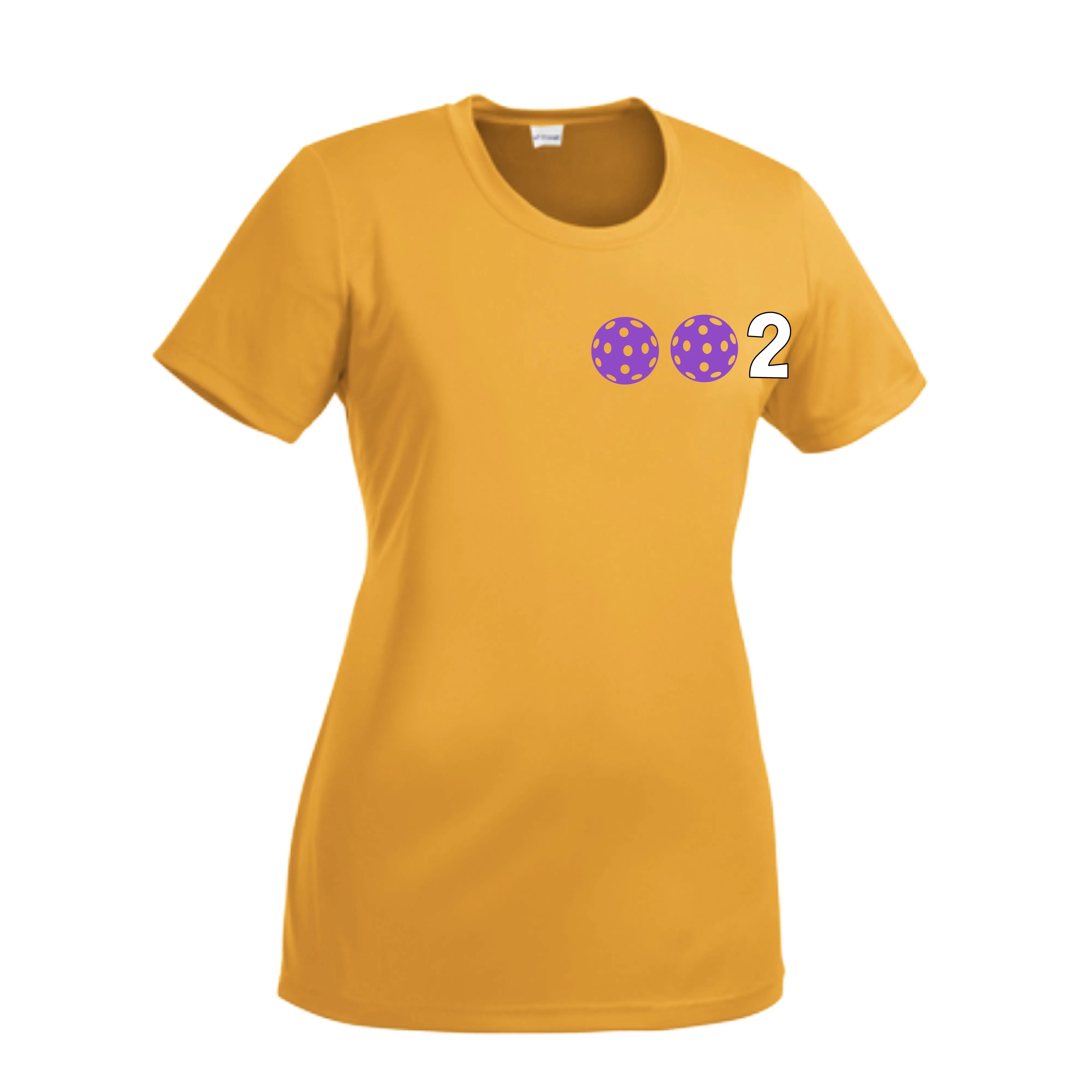 002 With Pickleballs (Cyan Purple Rainbow) Customizable | Women’s Short Sleeve Crewneck Pickleball Shirts | 100% Polyester