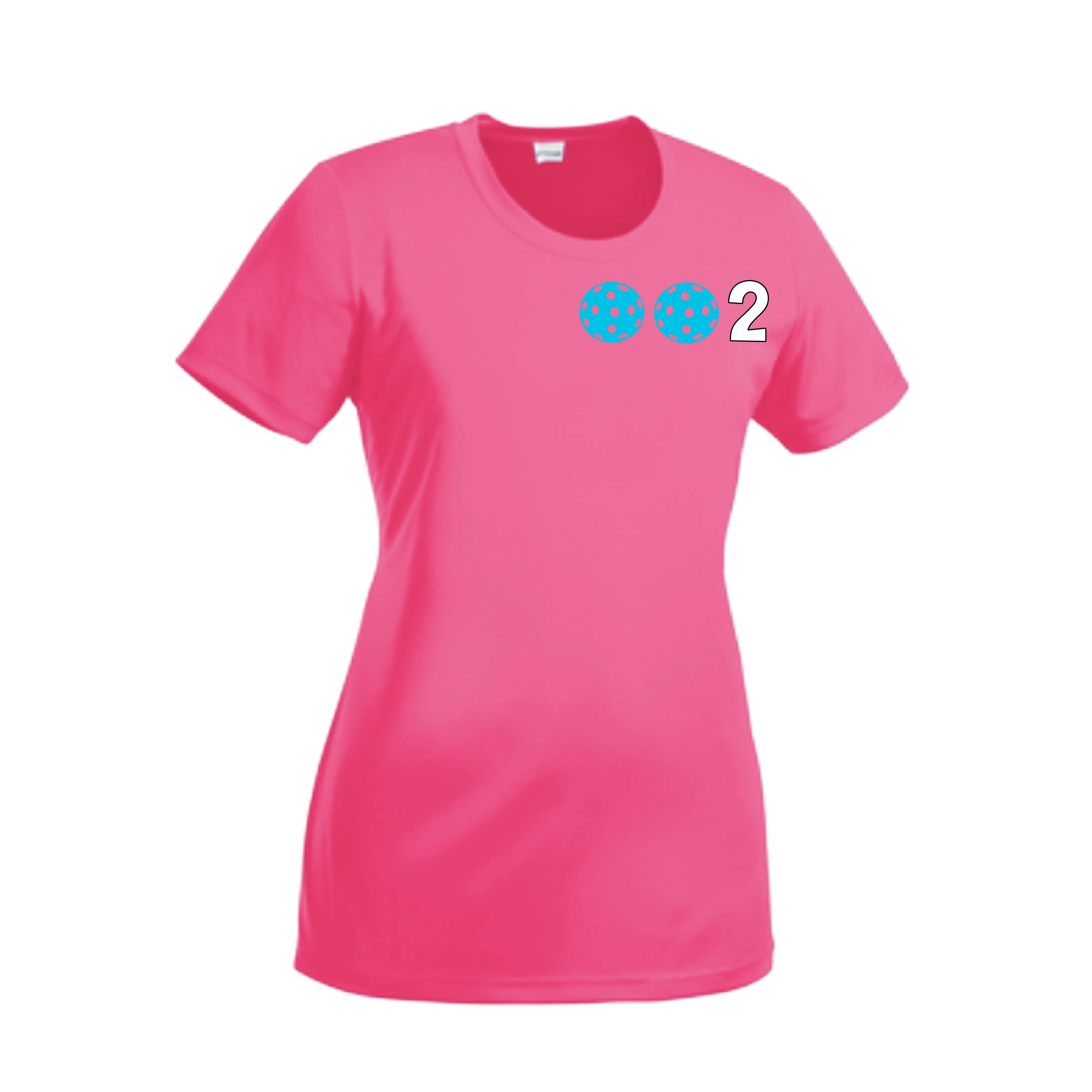 002 With Pickleballs (Cyan Purple Rainbow) Customizable | Women’s Short Sleeve Crewneck Pickleball Shirts | 100% Polyester