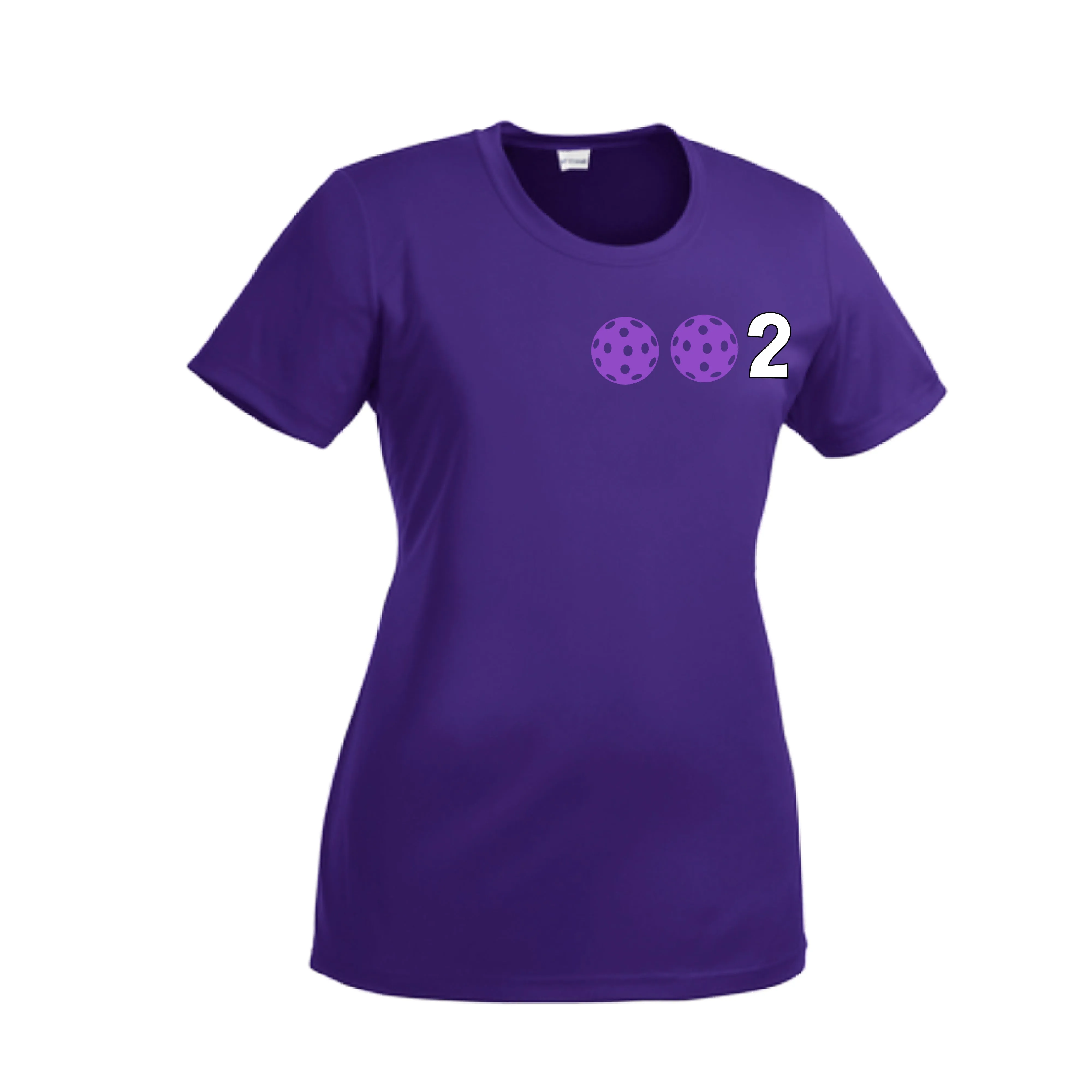 002 With Pickleballs (Cyan Purple Rainbow) Customizable | Women’s Short Sleeve Crewneck Pickleball Shirts | 100% Polyester