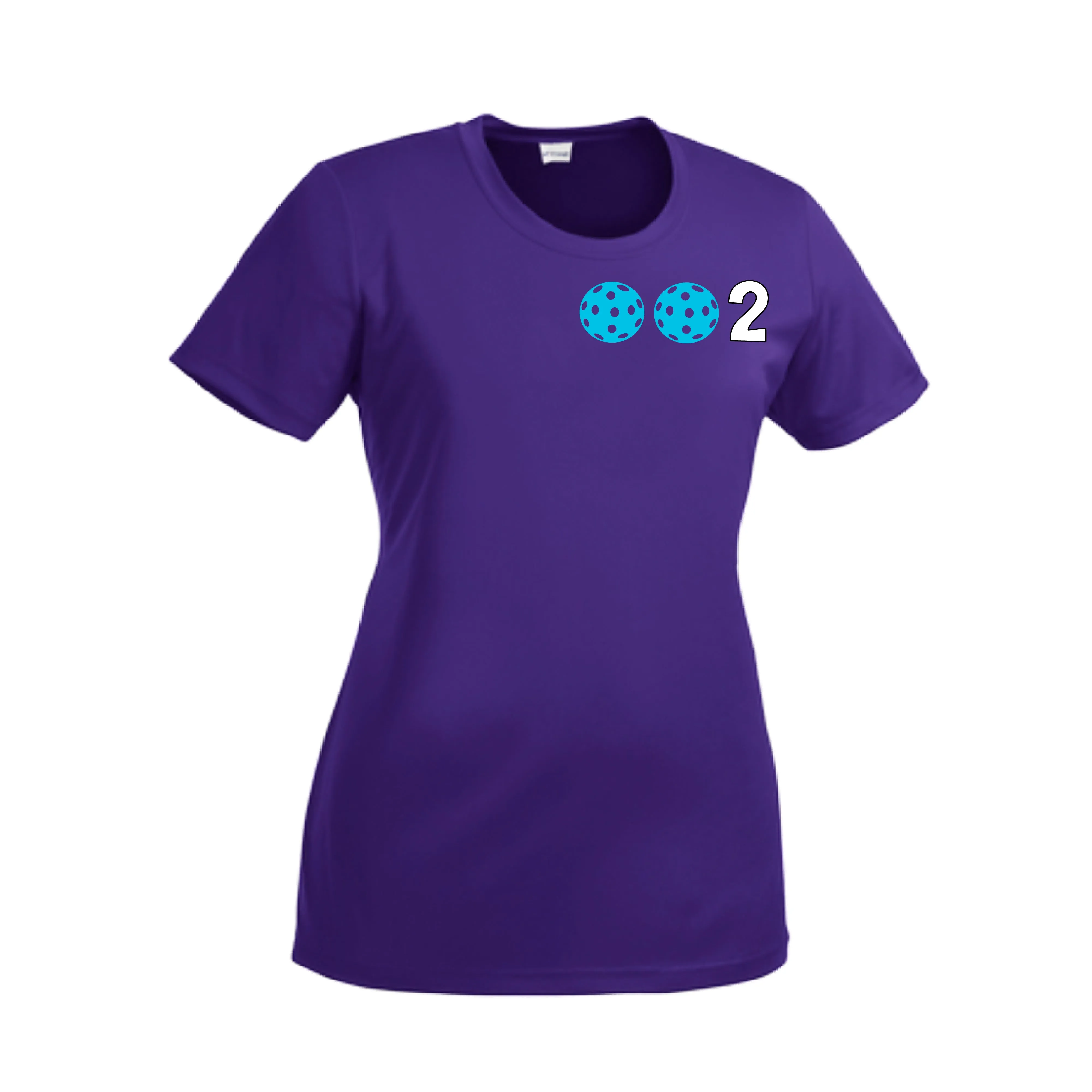 002 With Pickleballs (Cyan Purple Rainbow) Customizable | Women’s Short Sleeve Crewneck Pickleball Shirts | 100% Polyester