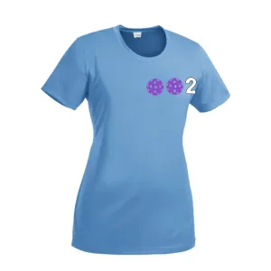 002 With Pickleballs (Cyan Purple Rainbow) Customizable | Women’s Short Sleeve Crewneck Pickleball Shirts | 100% Polyester