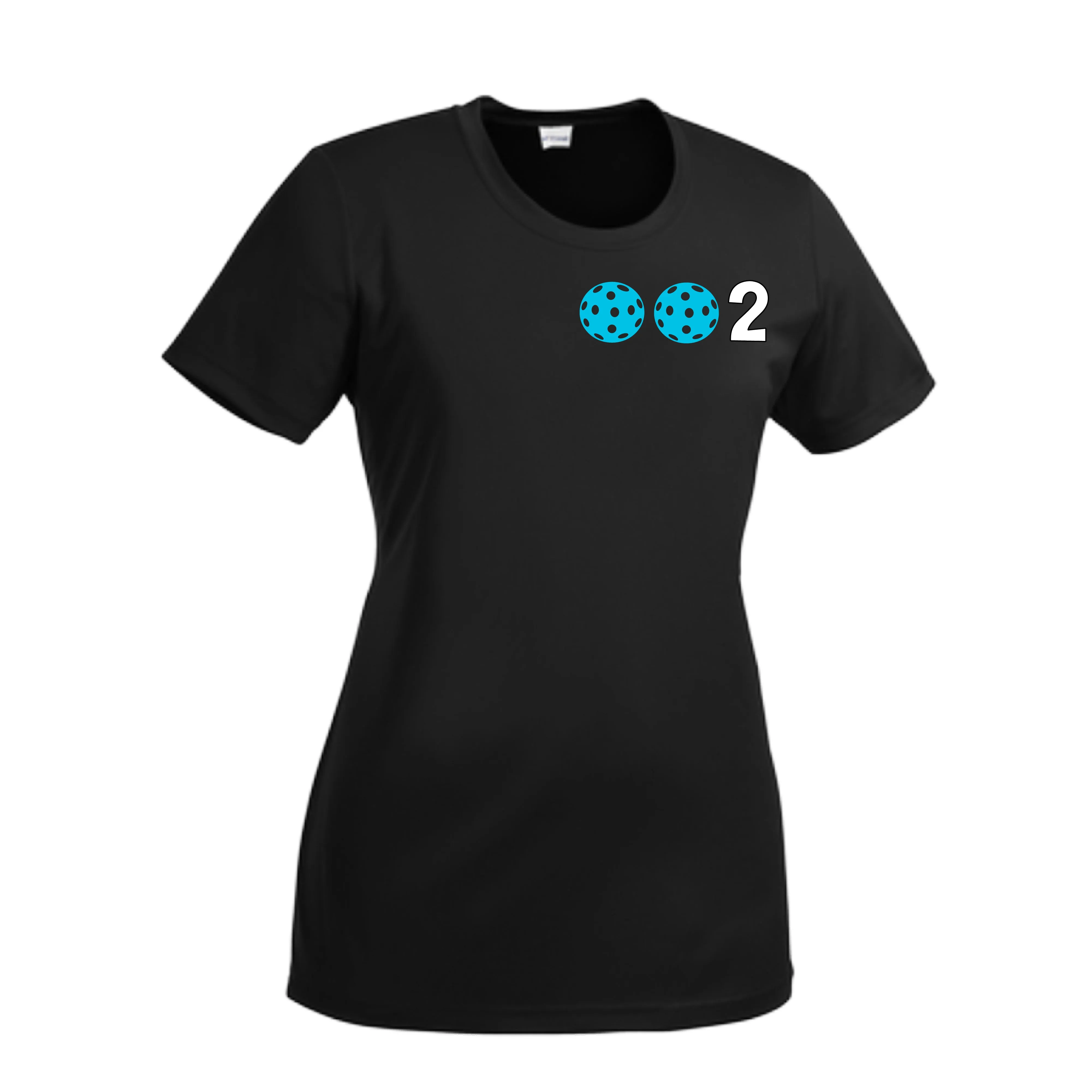 002 With Pickleballs (Cyan Purple Rainbow) Customizable | Women’s Short Sleeve Crewneck Pickleball Shirts | 100% Polyester