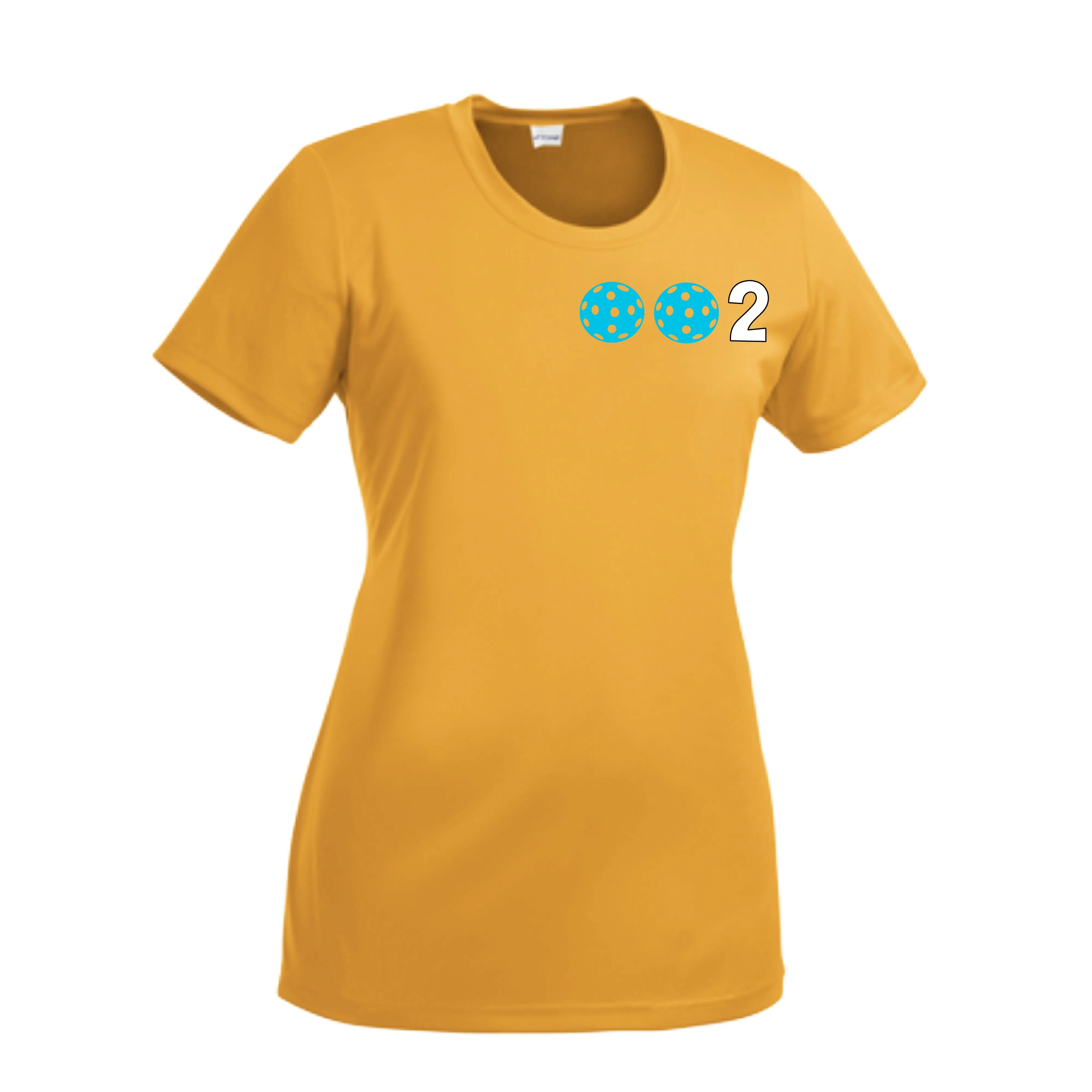 002 With Pickleballs (Cyan Purple Rainbow) Customizable | Women’s Short Sleeve Crewneck Pickleball Shirts | 100% Polyester