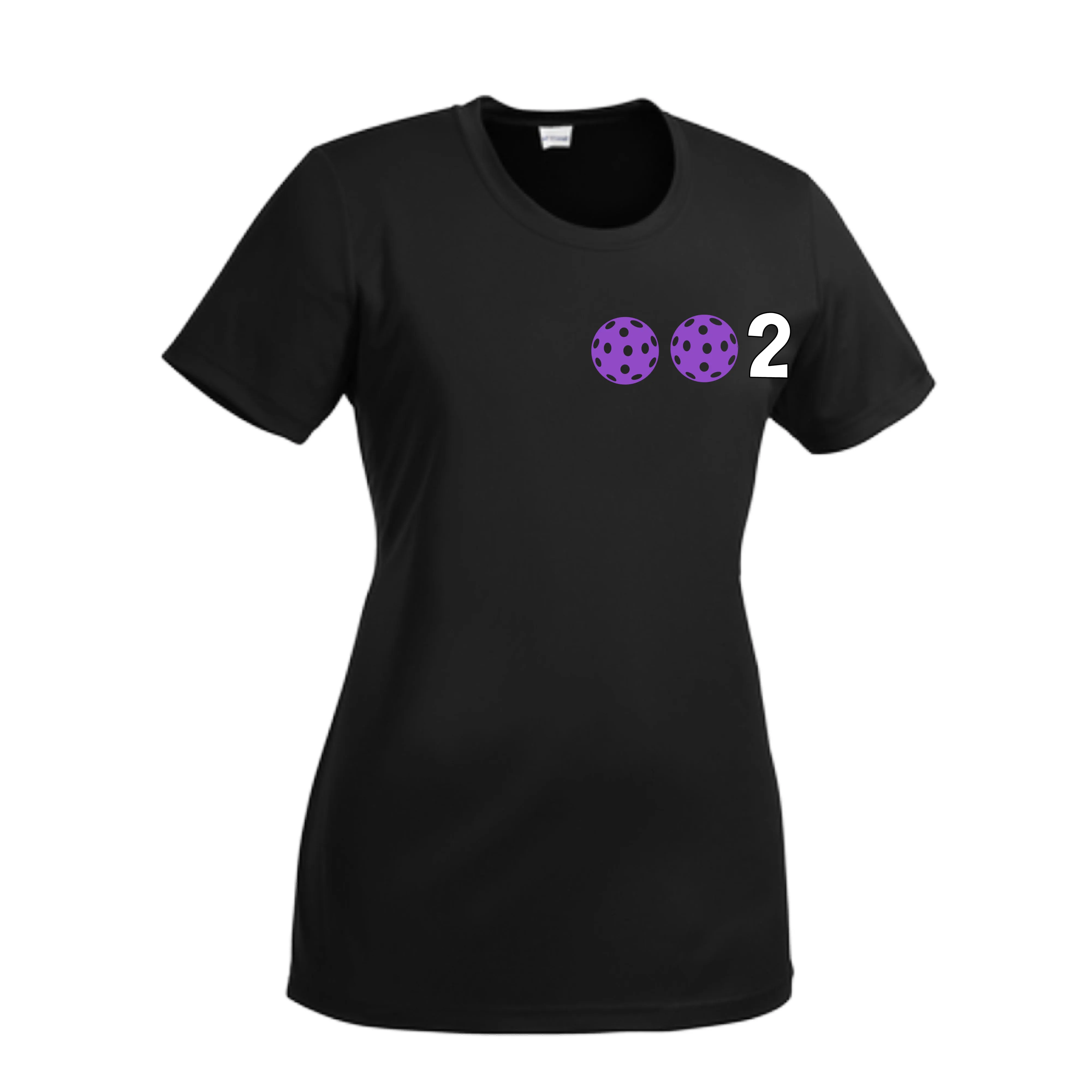 002 With Pickleballs (Cyan Purple Rainbow) Customizable | Women’s Short Sleeve Crewneck Pickleball Shirts | 100% Polyester