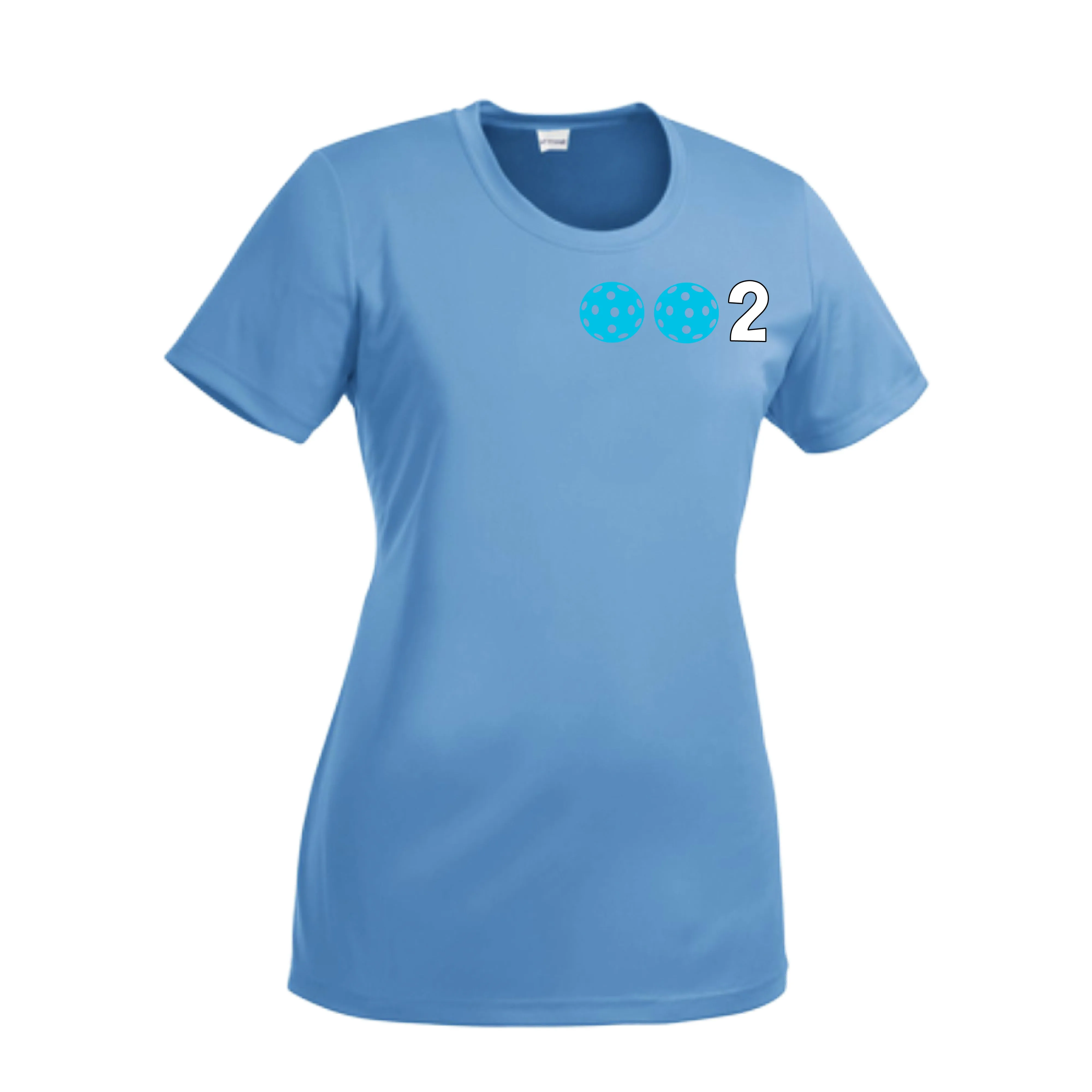 002 With Pickleballs (Cyan Purple Rainbow) Customizable | Women’s Short Sleeve Crewneck Pickleball Shirts | 100% Polyester