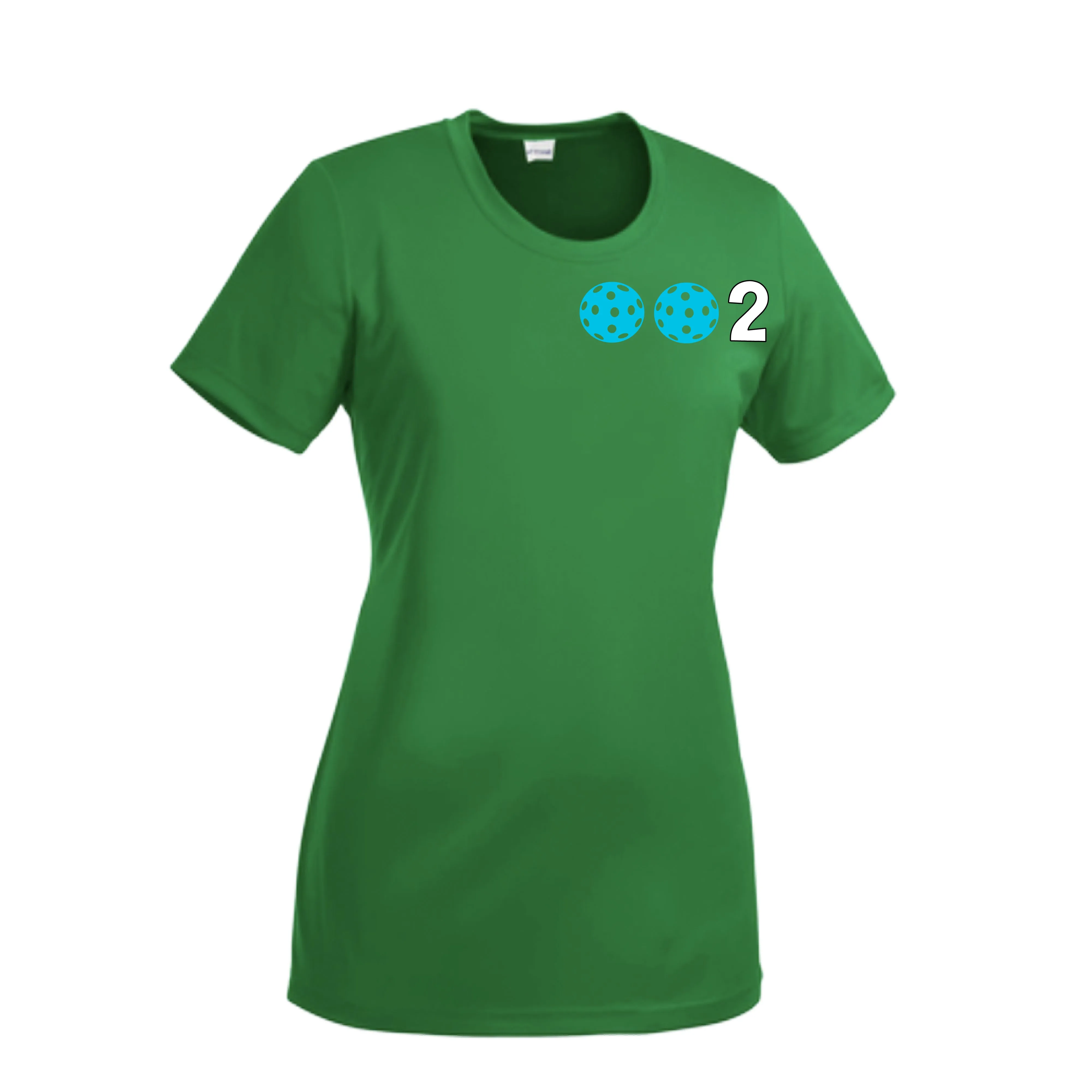 002 With Pickleballs (Cyan Purple Rainbow) Customizable | Women’s Short Sleeve Crewneck Pickleball Shirts | 100% Polyester