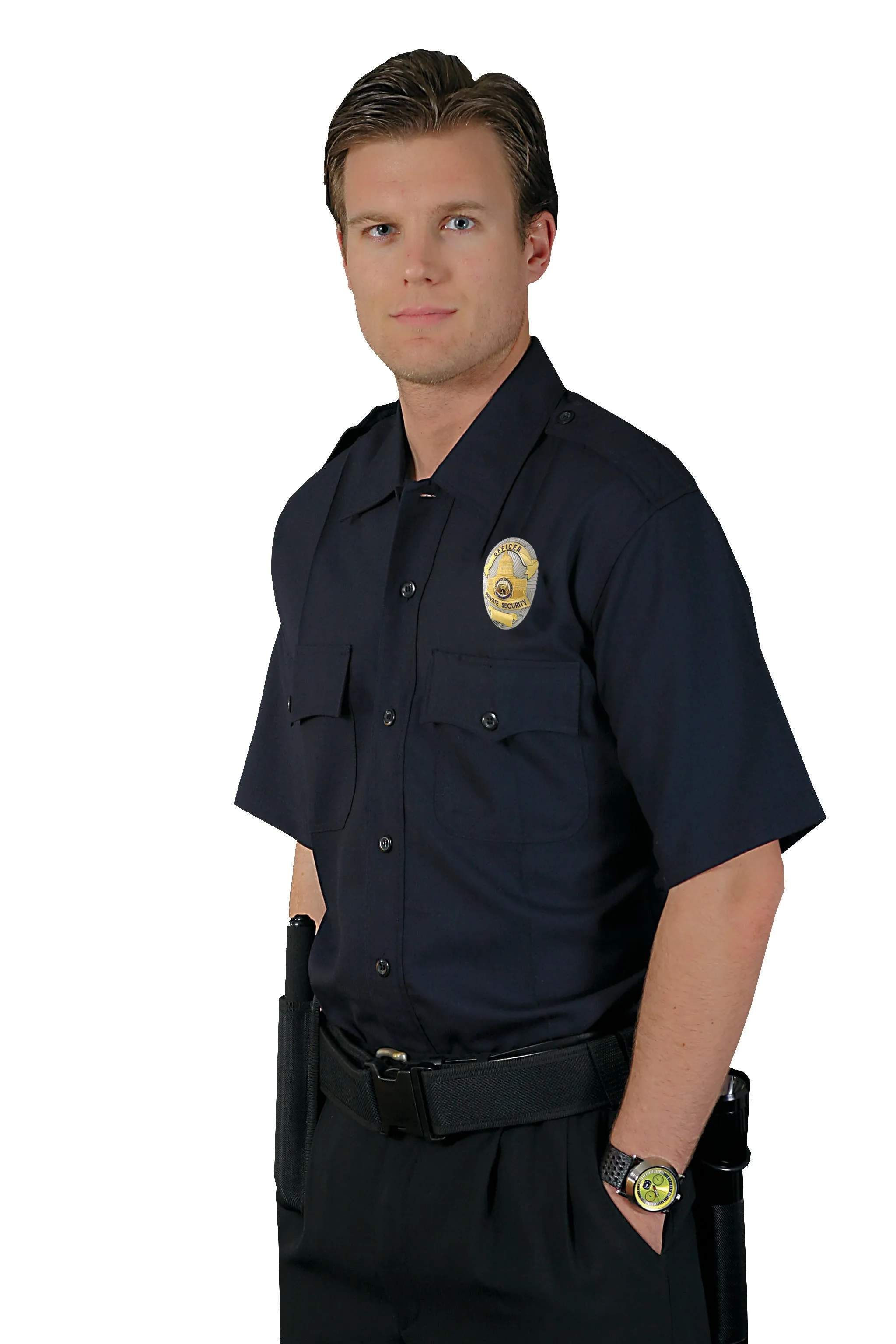 100% Worsted Wool Short-Sleeve Shirts (Navy Blue)