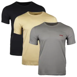 3-Pack Cotton T-Shirts, Black/Beige/Grey