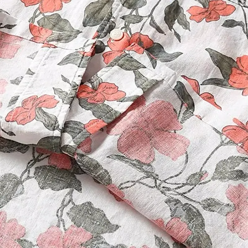 Aloha boxy printed linen shirt