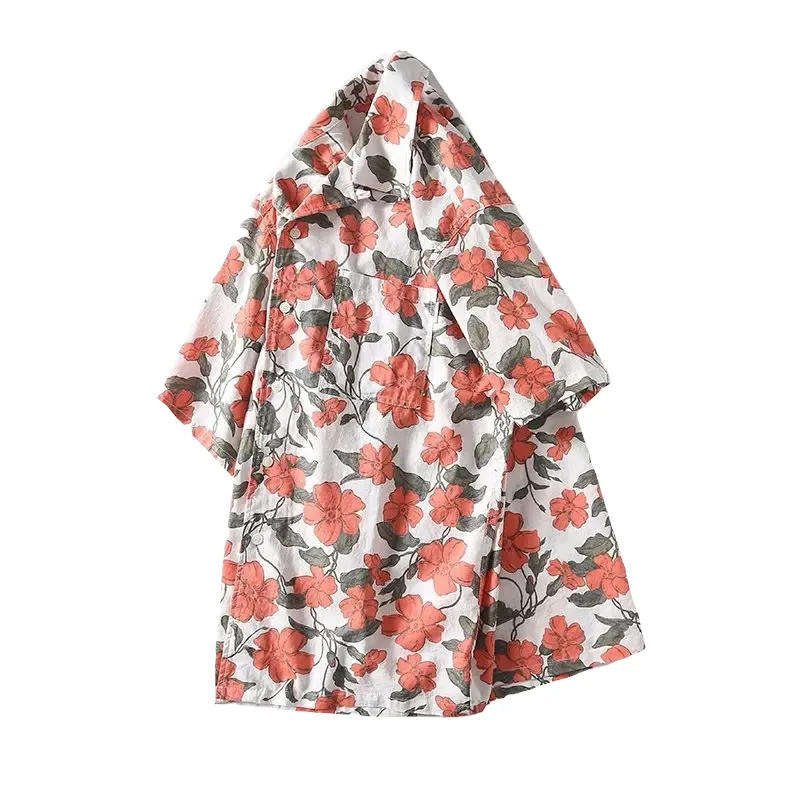 Aloha boxy printed linen shirt