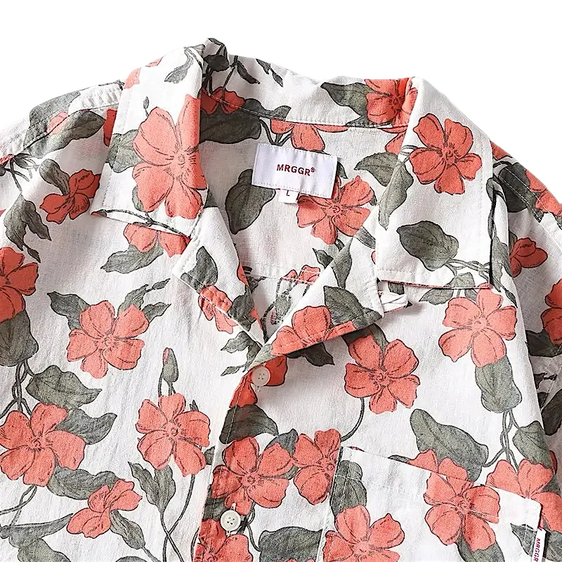 Aloha boxy printed linen shirt