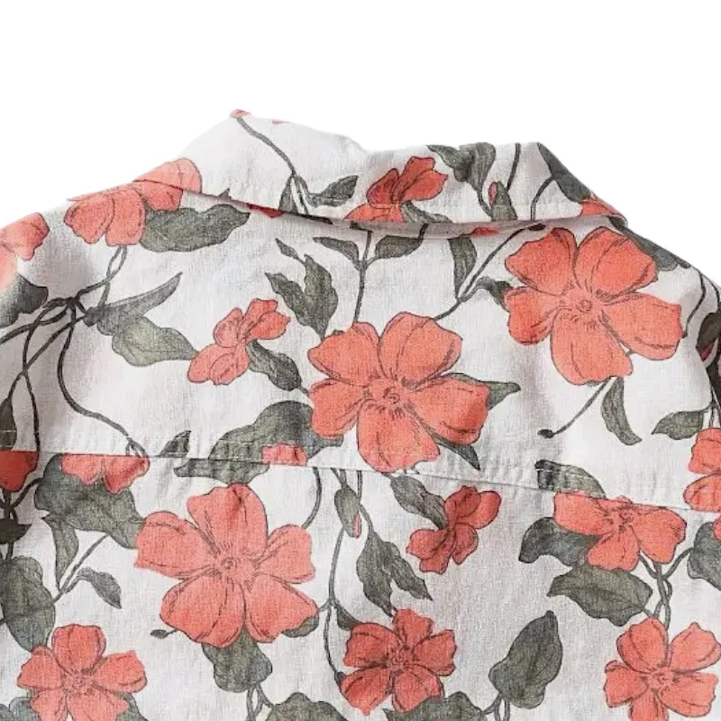 Aloha boxy printed linen shirt