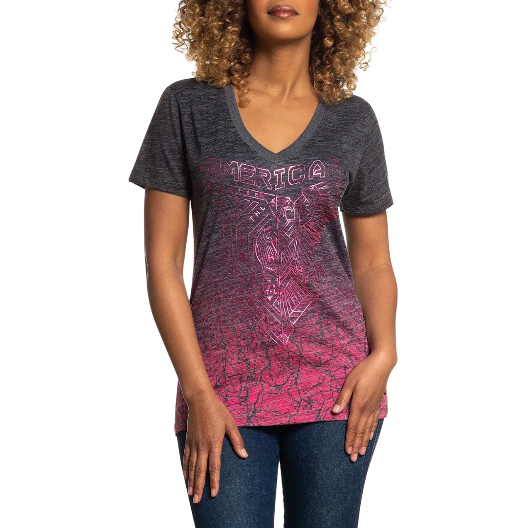 American Fighter Women's Hayward Neck Short Sleeve Tee Shirt