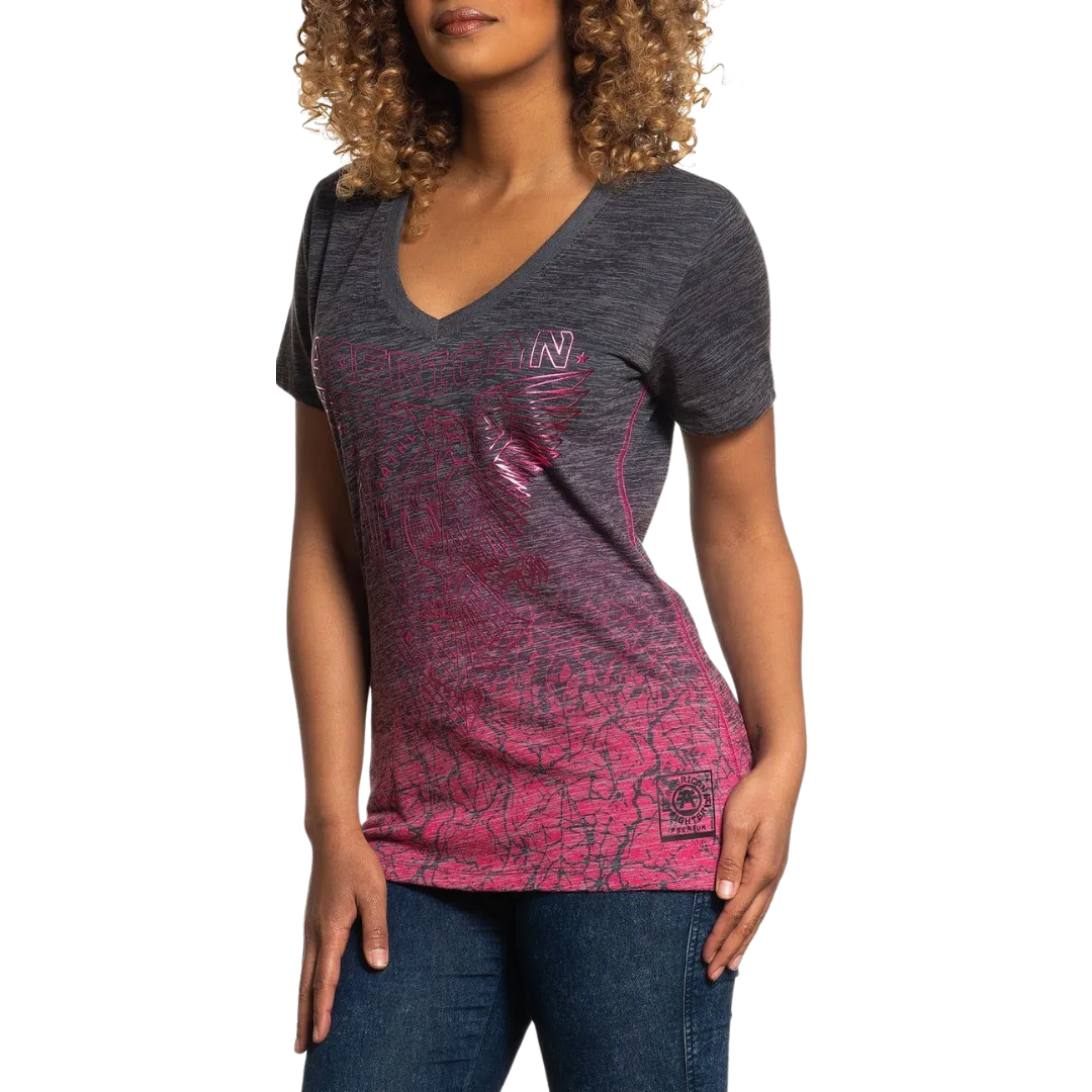 American Fighter Women's Hayward Neck Short Sleeve Tee Shirt