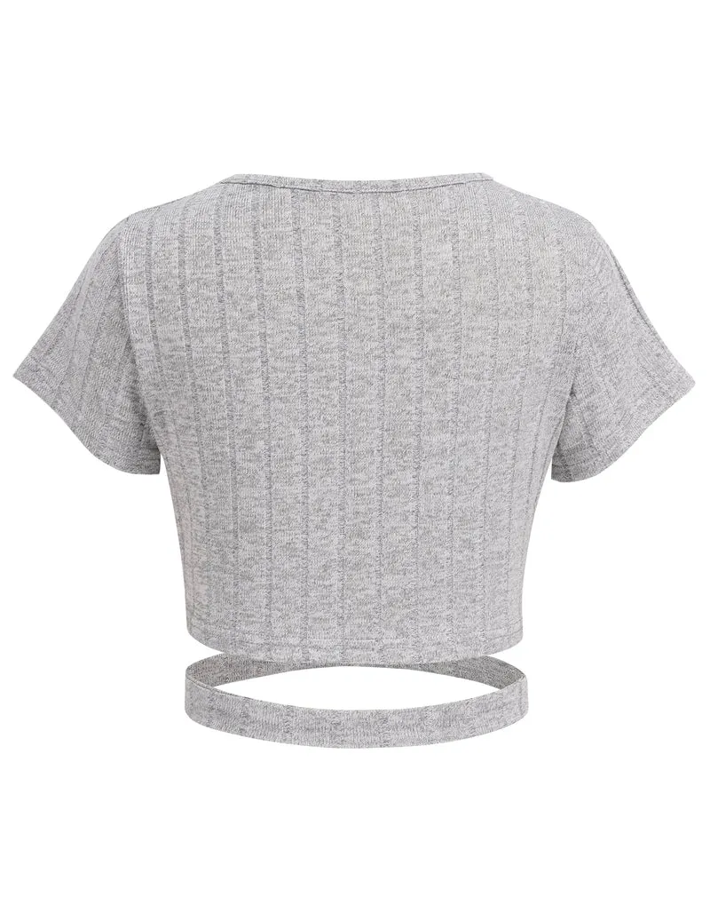 Arshiner Girls Crisscross Crop Tops Short Sleeve Tee