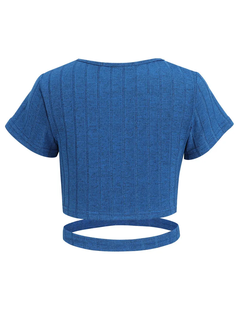 Arshiner Girls Crisscross Crop Tops Short Sleeve Tee