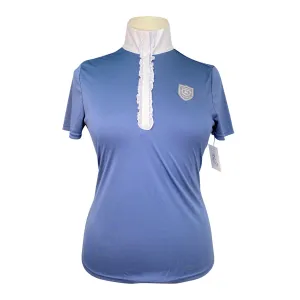 Asmar Equestrian Ruffle Show Shirt in Steel Blue - Women's XL