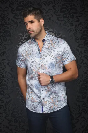 Au Noir Stretch Short Sleeve Shirt | Corrado Light Blue