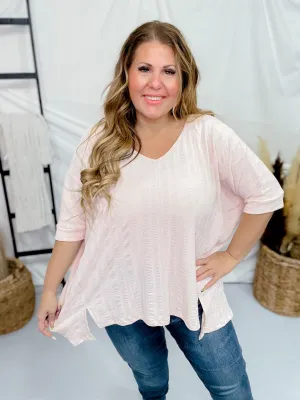 Baby Pink Boxy V-Neck Top
