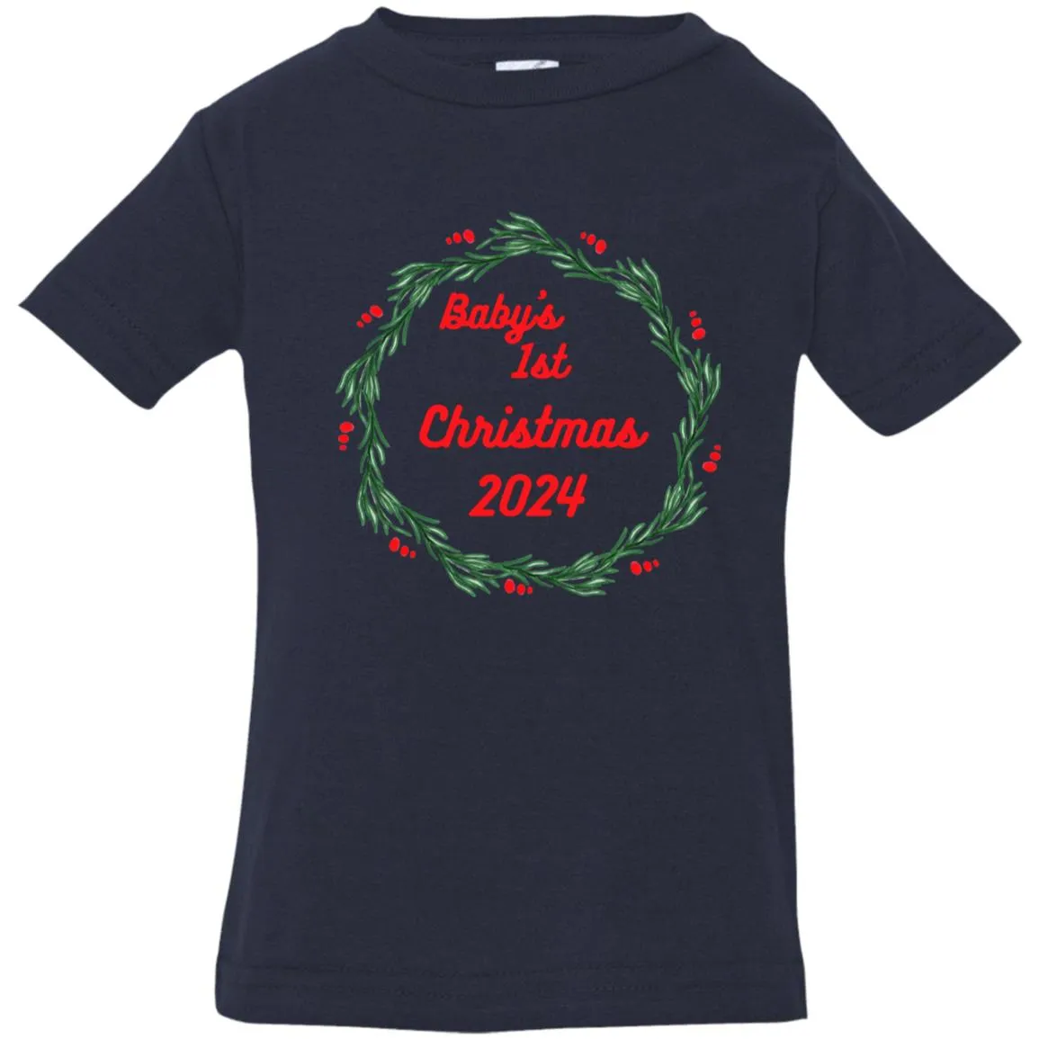 Baby's 1st Christmas wreath 2024 --  Infant Jersey T-Shirt