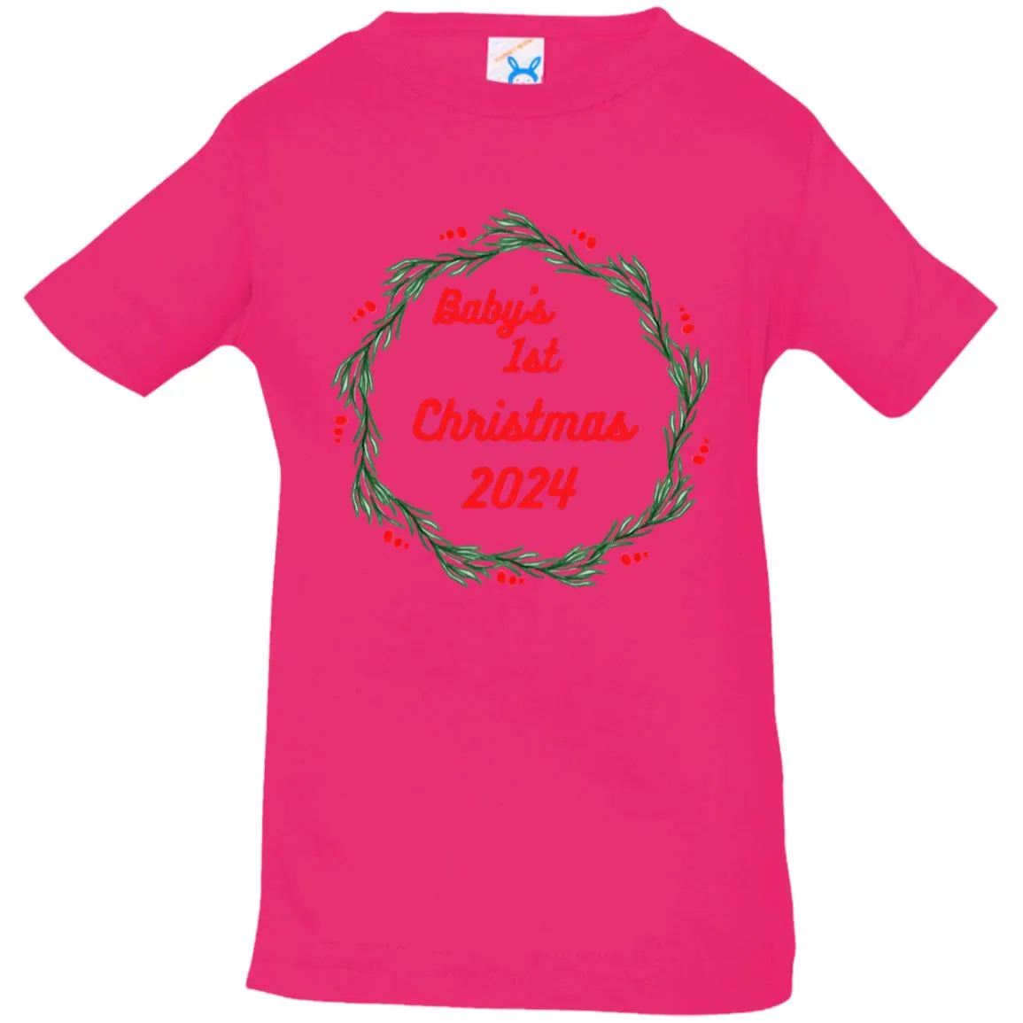 Baby's 1st Christmas wreath 2024 --  Infant Jersey T-Shirt