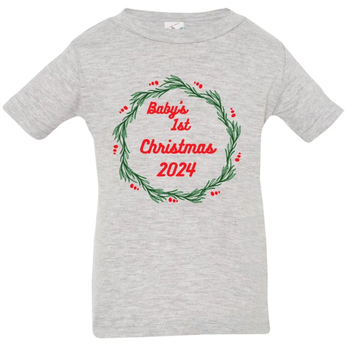 Baby's 1st Christmas wreath 2024 --  Infant Jersey T-Shirt