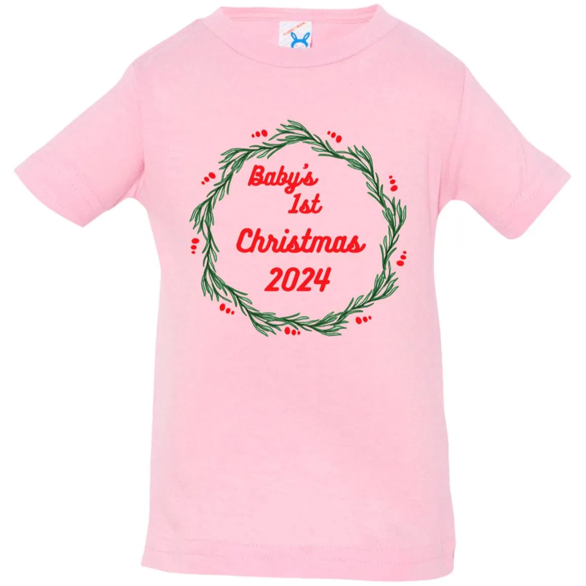 Baby's 1st Christmas wreath 2024 --  Infant Jersey T-Shirt
