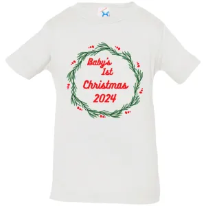 Baby's 1st Christmas wreath 2024 --  Infant Jersey T-Shirt