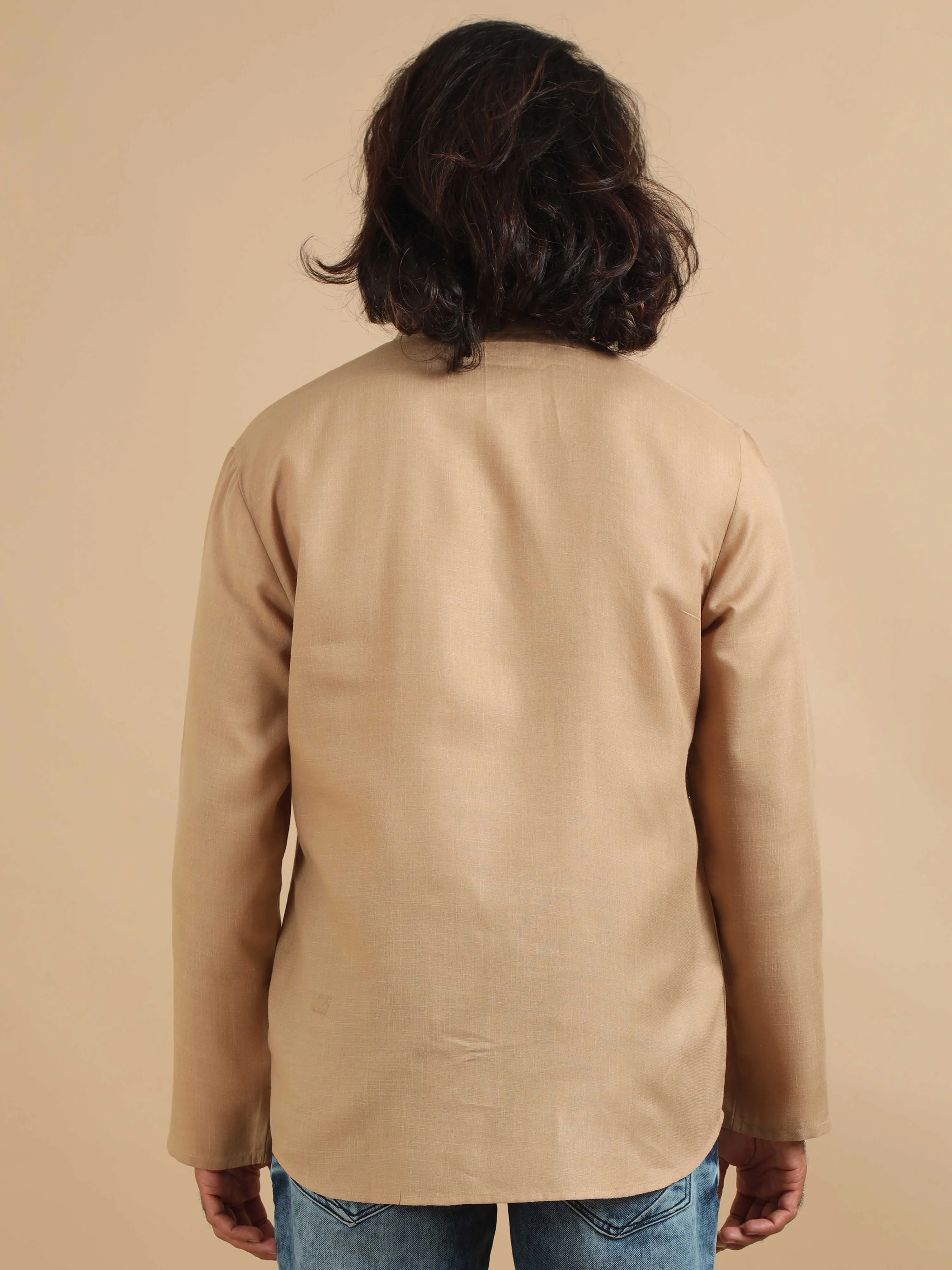 Beige Short Kurta Full Sleeve