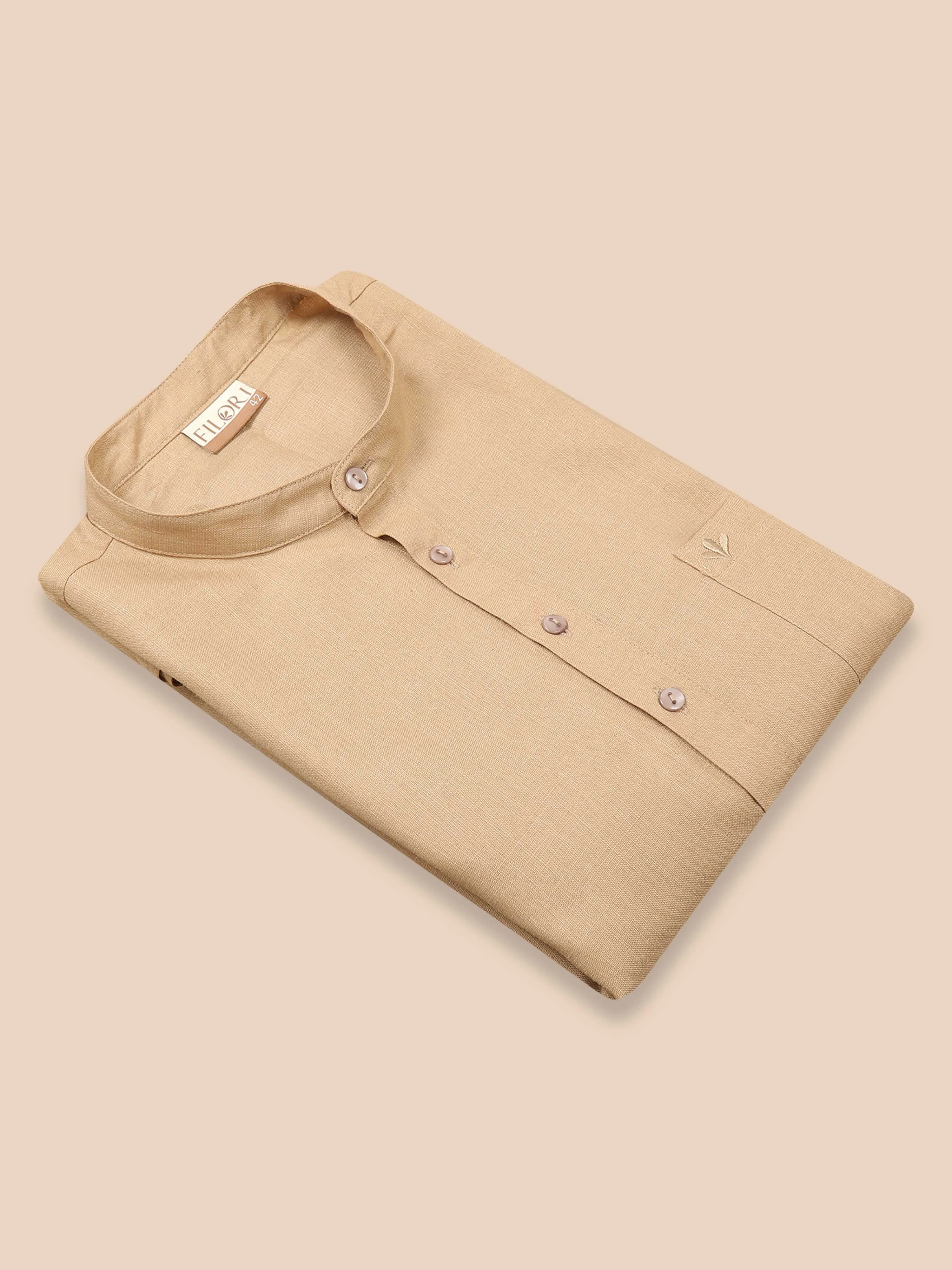 Beige Short Kurta Full Sleeve