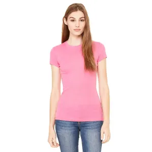 Bella   Canvas Women's Very Pink Sheer Mini Rib Short-Sleeve T-Shirt