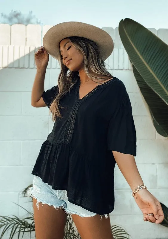 Bohemian Flowy Cropped Ruffled Top
