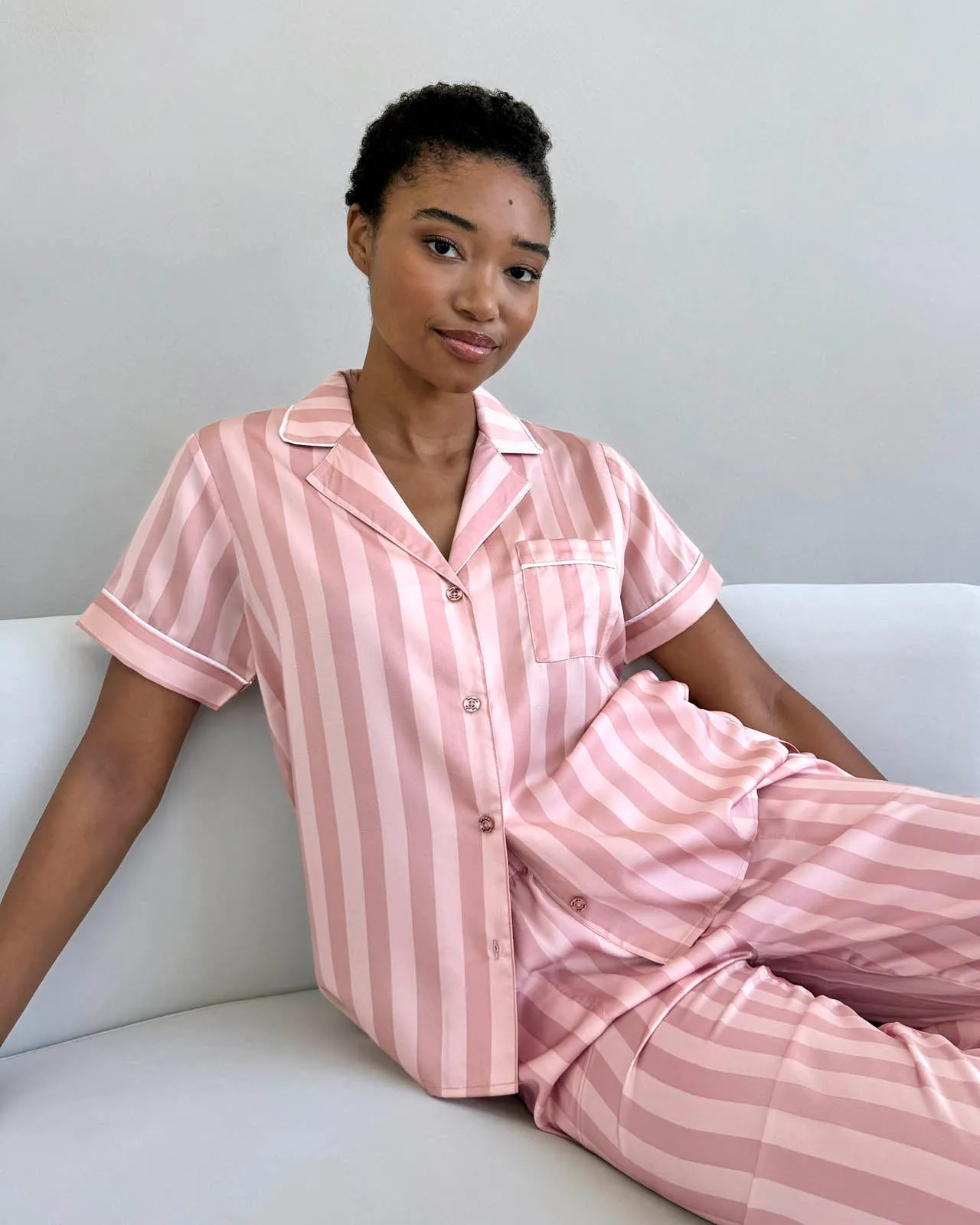Cabana Stripe Satin Silk Sleep Set