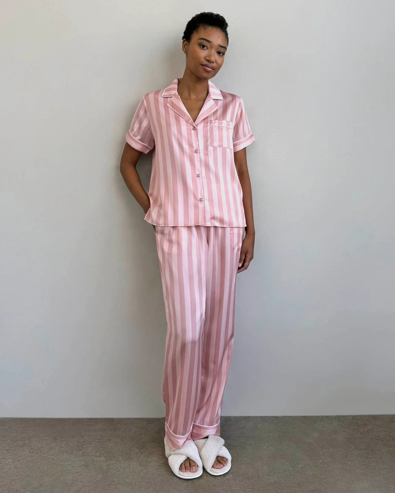 Cabana Stripe Satin Silk Sleep Set