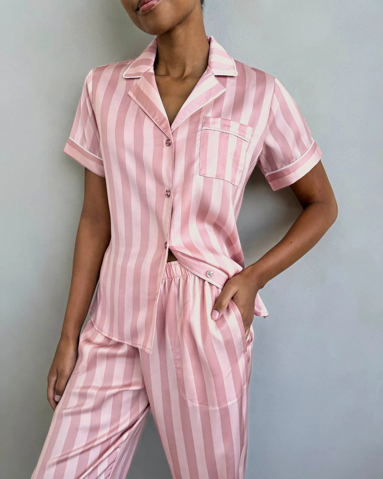 Cabana Stripe Satin Silk Sleep Set