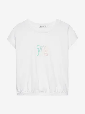 Calvin Klein Girls Gradient Flock Boxy T-Shirt in White