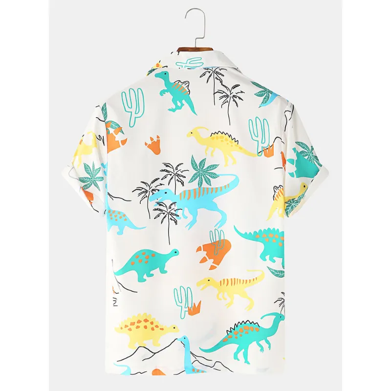 Cartoon Dinosaur Animal Printed Short Sleeve Shirts