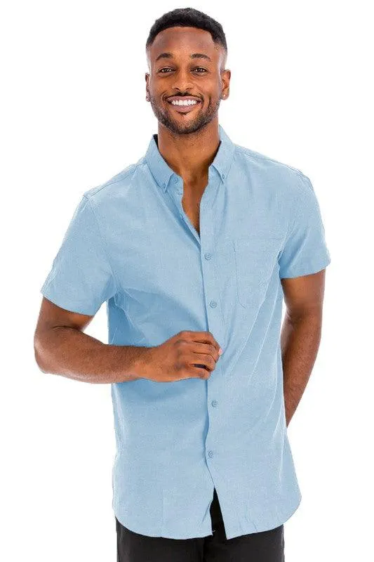 Casual Short Sleeve Solid Shirts For Men