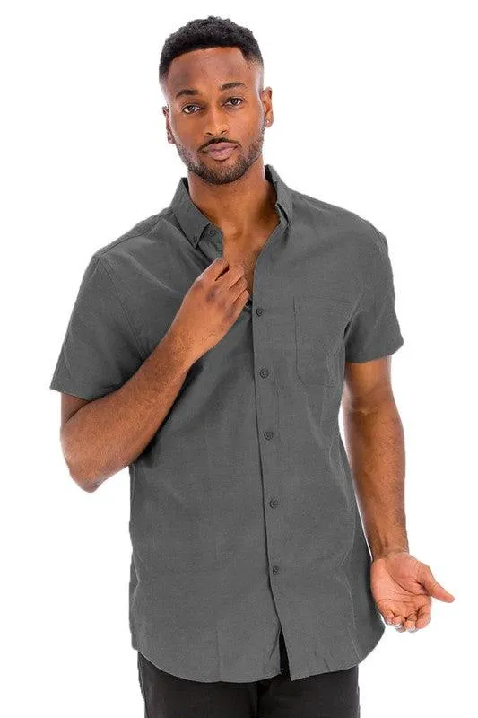 Casual Short Sleeve Solid Shirts For Men