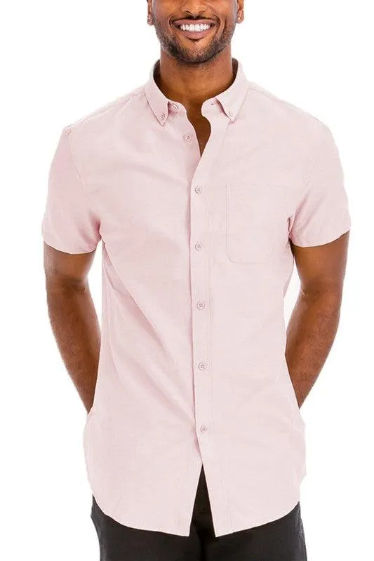 Casual Short Sleeve Solid Shirts For Men